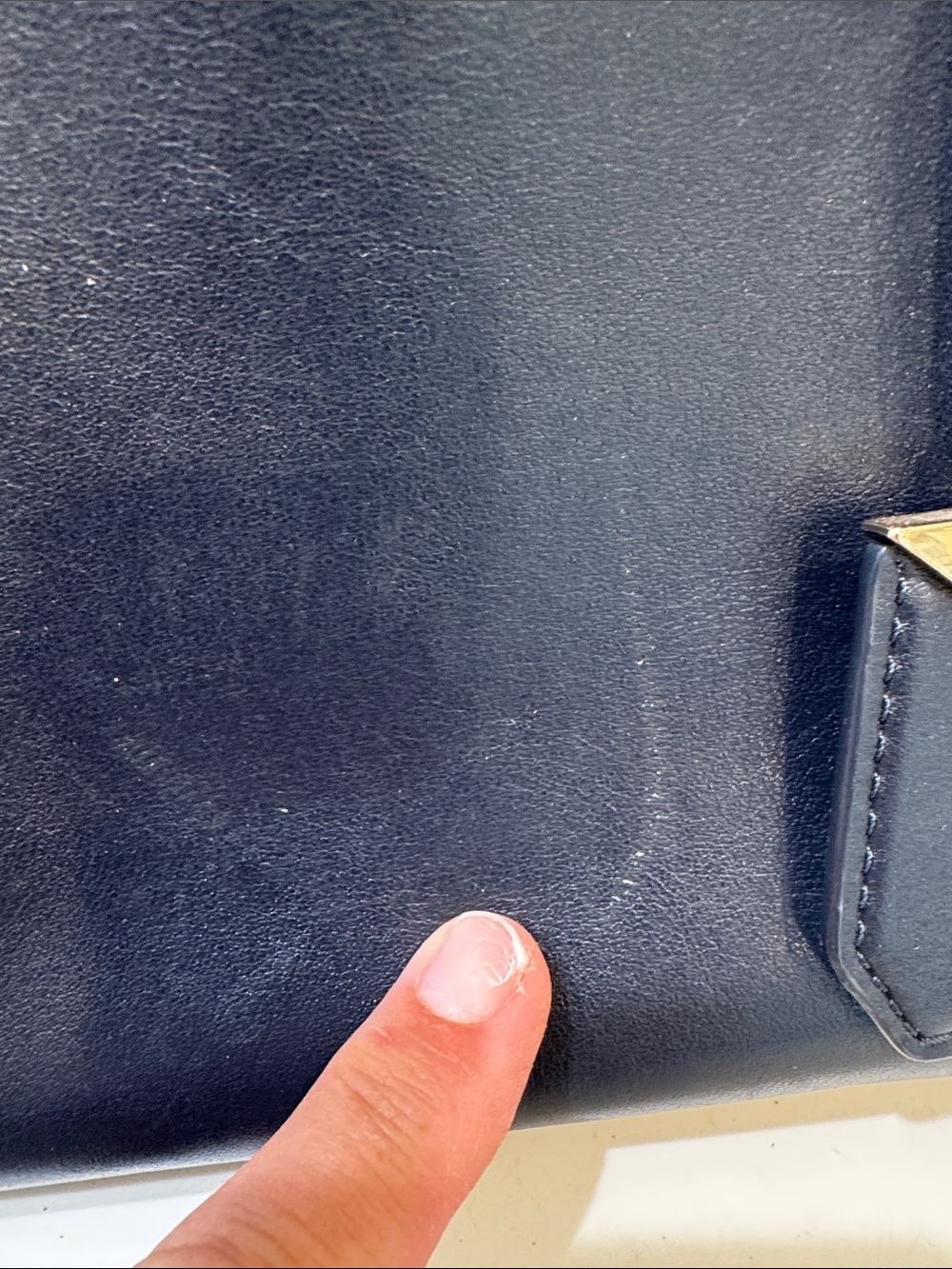 Michael Kors Navy Leather Satchel with Gold Hardware - Picture 5 of 16